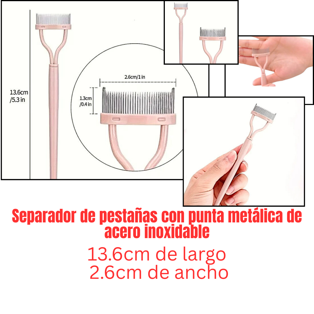 separador de pestañas con punta metalica acero inoxidable,color rosado