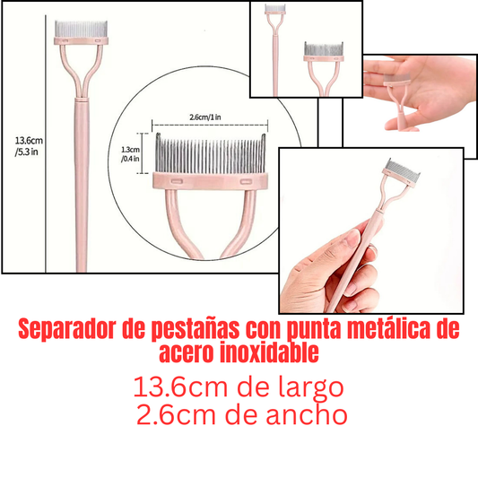 separador de pestañas con punta metalica acero inoxidable,color rosado