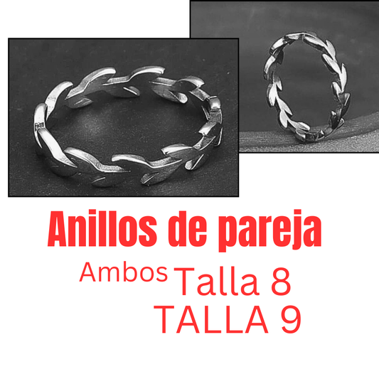 anillos de pareja talla 8 y talla 9