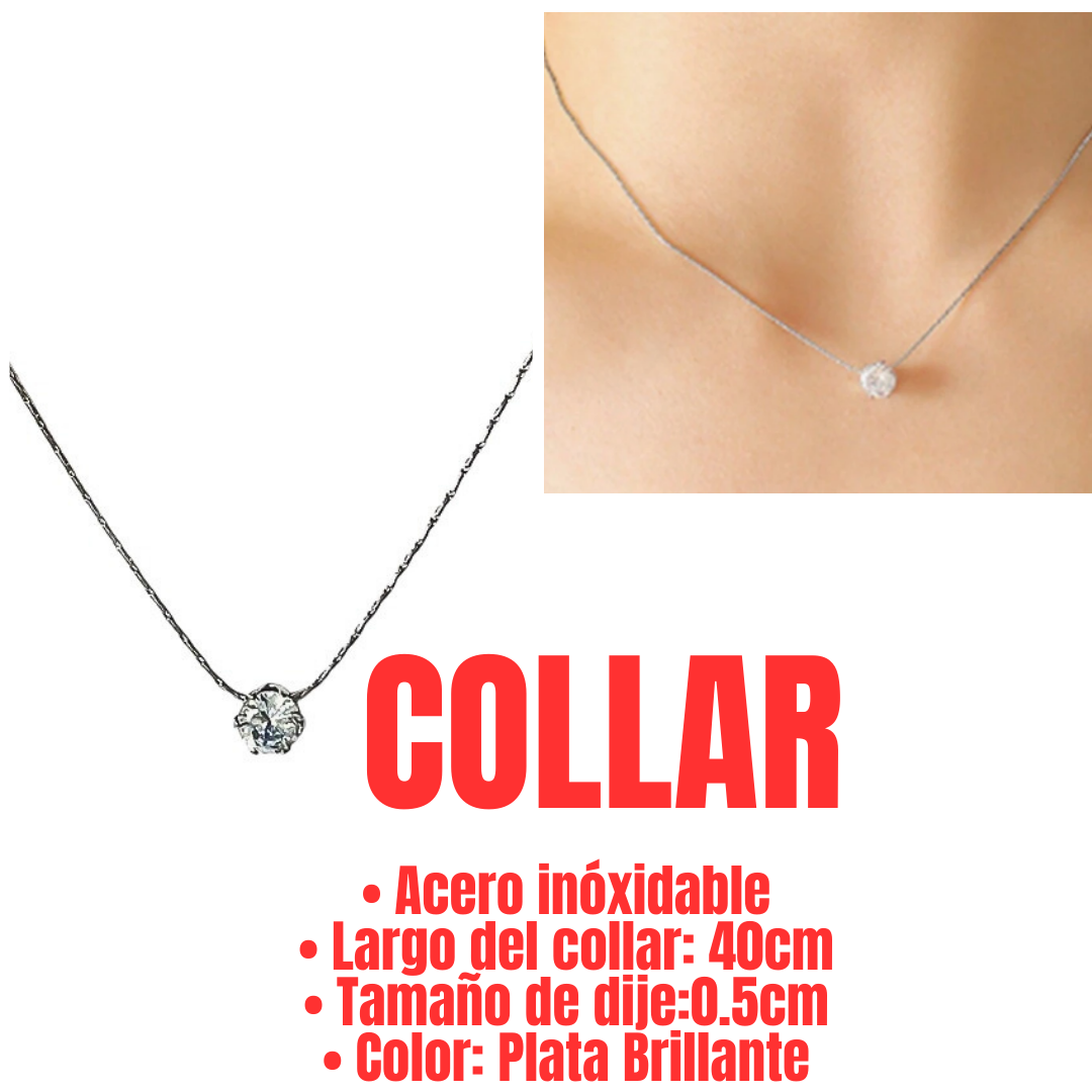 collar de moda y elegante para mujer o niña color plata