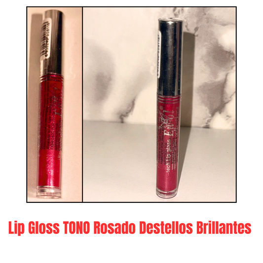 Lips Gloss Tono Rosado Destellos Brillantes