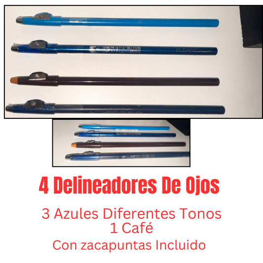 4 Delineadores De Ojos Con Zacapuntas Incluido